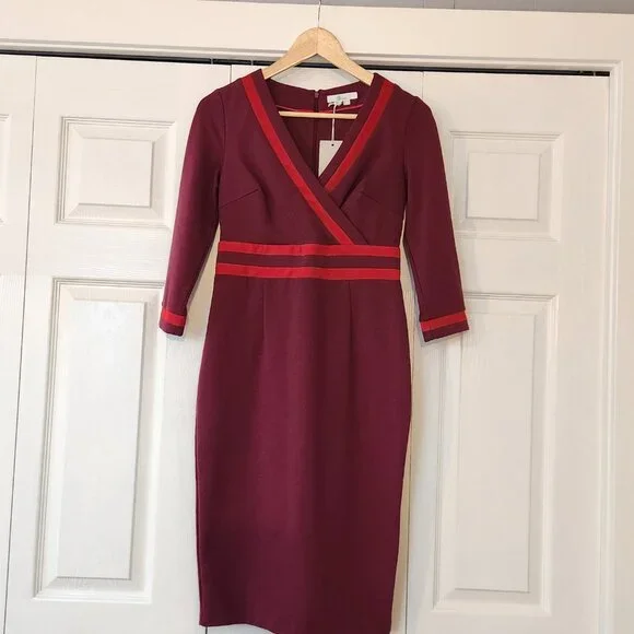 Boden NWT Petite Mulled Wine Nellie Ponte V-Neck Wrap Dress - Picture 3 of 15